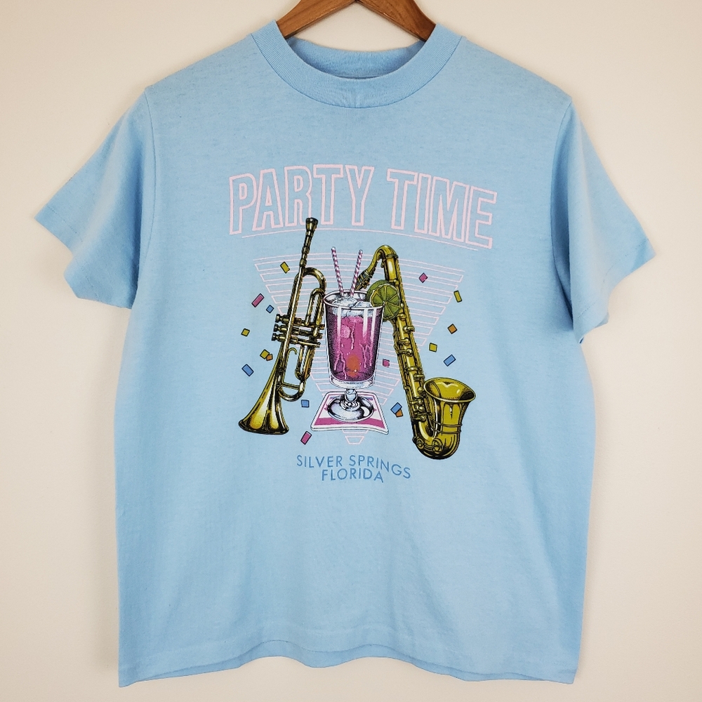 Vintage Silver Springs Florida Party Time Graphic Single Stitch T-shirt
